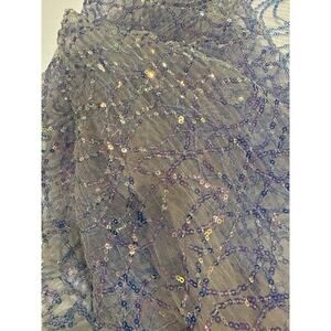Purple Blue Blush Iridescent Sequin Mesh Fabric Abstract Remnant 19x60